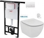 ALCADRAIN Jádromodul - předstěnový instalační systém s bílým tlačítkem M1710 + WC Ideal Standard Tesi se sedátkem RIMLESS AM102/1120 M1710 TE2