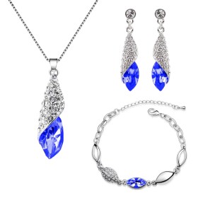 Souprava náhrdelníku, náušnic a náramku Elegance Sapphire, Tmavě modrá 40 cm + 5 cm (prodloužení)