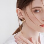 Elegantní visací náušnice s tygřím okem - stříbrné zapínání, Hnědá