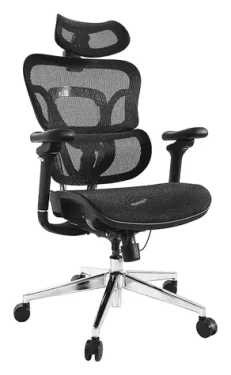 Equip Ergonomická kancelářská židle černá / Kancelářská židle / síťový sedák / opěrka hlavy / nosnost 150 kg (651051)