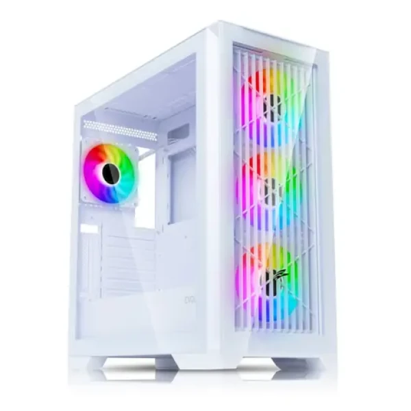 EVOLVEO Ptero Q2G bílá / ATX / 1x USB 3.2 Gen 1 + 2x USB 2.0 / 4x 120 mm ARGB / bez zdroje / průhledná bočnice + přední (PTEROQ2G-WH)