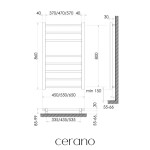 CERANO - Elektrický sušák ručníků Luca, s displejem - 128 W - bílá lesklá - 860x550 mm LIV-W-EG-8-55