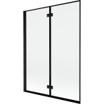 MEXEN - MIST vanová zástěna 130x150 cm 6mm 2-s, černá, okraj, levá 8A9-130-002-70-70-L