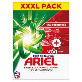 Ariel Washing Powder 3.85kg 70Washes, +Ultra Oxi Effect, Concentrated Formula