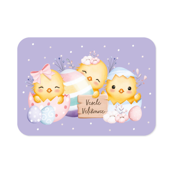 Pohlednice - Tři kuřátka na fialovém - Albi