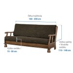 Super strečové potahy NIAGARA tabáková trojkřeslo s dřevěnými rukojeťmi (š. 160 - 200 cm)