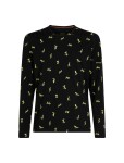 Pánské merino tričko s dlouhým rukávem ICEBREAKER Mens 200 Oasis LS Crewe Snow Day AOP, Black/Peridot/Aop velikost: S