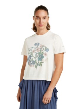 Dámské merino triko s krátkým rukávem ICEBREAKER Wmns 150 Tech Lite SS Crop Tee NZ Flora, Ecru Hthr velikost: L