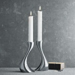 Georg Jensen Svícen Cobra Mirror 16 cm – set 2 ks, stříbrná barva, kov