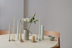 Ester & erik Svíčka Taper 32 cm – 22 Linen Grey Set 2 ks, béžová barva, vosk