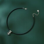 Stříbrný choker náhrdelník se zirkonem Élise - stříbro 925/1000, Černá 33 cm + 5 cm (prodloužení)