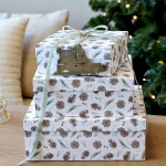 Chic Antique Dárková krabice Pine cones White – set 3 ks, bílá barva, papír