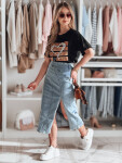 Džínová midi sukně s rozparkem MORETES modrá FashionStreet CY0481 XL