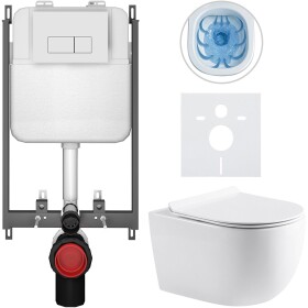 CERANO - Kompletní WC set Basic/Felci - bílá lesklá - WC tlačítko Modulo/Bílá - pro zazdění - 53x37 CER-8050BD86091