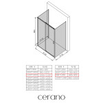 CERANO - Třístěnný sprchový kout Varone LINE U L/P - 6 mm - černá matná, grafitové sklo - 110x90x195 - posuvný CER-8050BD7833
