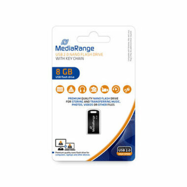 MediaRange MR920 8GB černá / Flash Disk / USB-A 2.0 / čtení: 15MBs / zápis: 4MBs (MR920)