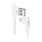 SBS kabel s kovovými konektormi 90° USB - Lightning 1m bílá (TECABLE90LIGK)