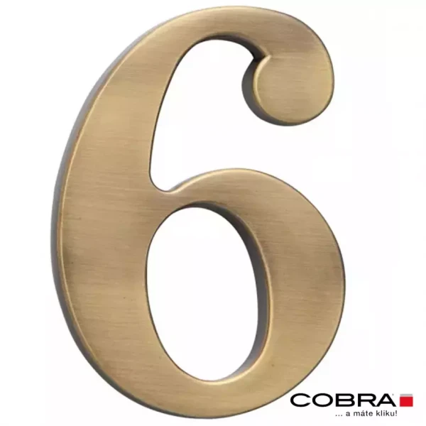 Cislo 3D bronz cesany 6 - 5 cm