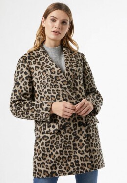 Světle hnědý kabát leopardím vzorem Dorothy Perkins