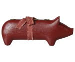 Maileg Dřevěný svícen Wooden Pig Advent Medium Red, červená barva, dřevo