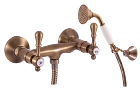 RAV Slezák - MORAVA RETRO - Sprchový set s baterií, Stará mosaz (Bronz), 150 mm MK480.5/2SM
