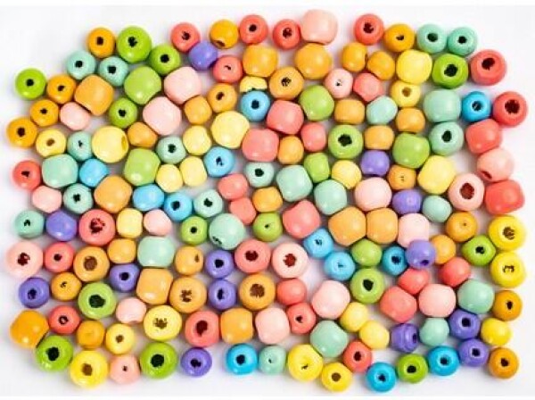 Korálky dřevěné 100ks - Rainbow