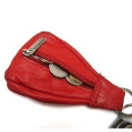 Kožená malá klíčenka,pytlík, Felipp, červená