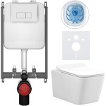 CERANO - Kompletní WC set Basic/Forte - bílá lesklá - WC tlačítko Modulo/Bílá - pro zazdění - 51x36 CER-8050BD86136