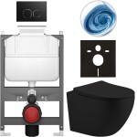 CERANO - Kompletní WC set Basic/Cesso - černá matná - WC tlačítko Dualo/Černá - ovládání shora - předstěnová instalace - 49x36 CER-8050BD86200