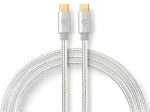 Nedis USB-C - USB-C stříbrná / Datový kabel / USB 2.0 / 100 W / 480 Mbps / 1 m / Opletený (CCTB60800AL10)
