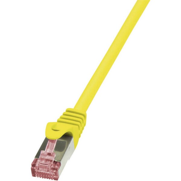 LogiLink CQ2087S RJ45 síťové kabely, propojovací kabely CAT 6 S/FTP 7.50 m žlutá samozhášecí, s ochranou 1 ks