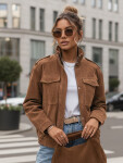 Dámská semišová bunda bomber světle hnědá FashionStreet TY5644 S