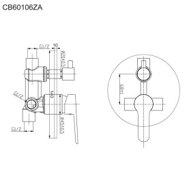 MEREO - Sprchová podomítková baterie s přepínačem, Zuna, Mbox, kulatý kryt, chrom CB60106ZA