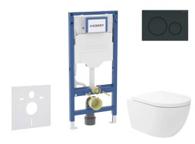 GEBERIT - Duofix Set předstěnové instalace, klozetu Oudee Vortex a sedátka softclose, tlačítko Sigma20, černá lesk/černá mat SANI11CA5148B