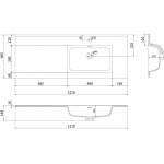 MEXEN - Otis umyvadlo zapuštěné do desky pravá 121 x 46,5, bílá lesk 25181200P
