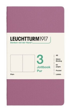 Zápisník Jottbook pur A6, 64l, čistý, Dusty Rose, 3ks