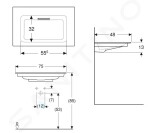 GEBERIT - ONE Umyvadlo nábytkové 750x480x130 mm, skrytý přepad, bez otvoru pro baterii, vodorovný odtok, KeraTect, bílá 505.003.00.1