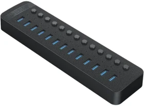 Orico USB Hub 13x USB-A s vypínači černá / USB Hub / 13x USB-A 3.0 / vypínač u každého portu / napájení 60W (CT2U3-13AB-EU-BK-BP)