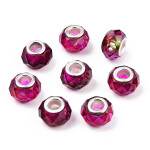 Korálky evropského typu - 14 x 8,5 mm - dvoubarevné - 1 ks Dvě barvy: Červenobílá