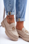 Dámské kůže polobotky s ozdobou Bežové Rosefalls 37