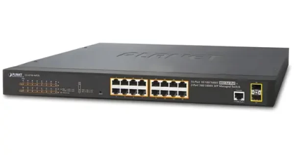 Planet GS-4210-16P2S / Switch / L2 / 16x 1Gb / 2x 1Gb SFP / 16x PoE 802.3at / 220W (GS-4210-16P2S)