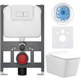 CERANO - Kompletní WC set Basic/Forte - bílá lesklá - WC tlačítko Modulo/Bílá - závěsné - nízký modul - předstěnová instalace - 51x36 CER-8050BD86139