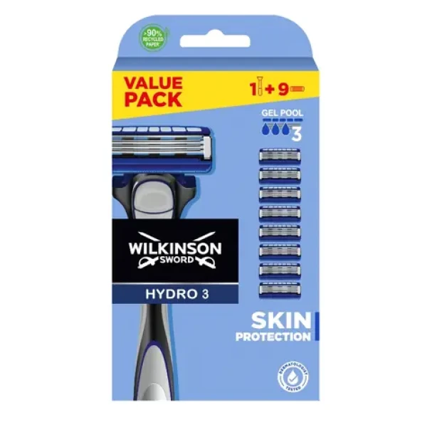Wilkinson Hydro3 Skin Protection holicí strojek + 9 náhradních 3břitých hlavic (WPS045)
