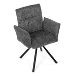 Židle jídelní, šedá látka, černý kov, otočný mechanismus 90°/90° (L/P) - funkce reset