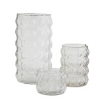 MADAM STOLTZ Skleněný svícen Bubbles Clear 7 cm, čirá barva, sklo