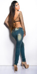 Sexy KouCla skinnies v použitém vzhledu s cvočky denimblue 38