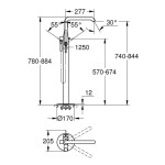 GROHE - Essence Vanová baterie do podlahy, kartáčovaný tmavý grafit 23491AL1