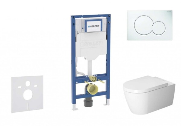 GEBERIT - Duofix Set předstěnové instalace, klozetu ME by Starck a sedátka softclose, tlačítko Sigma01, alpská bílá SANI11CP3108