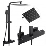 Erga Goba, sprchová souprava s termostatickou baterií a dešťovou hlavicí 30x30 cm, černá matná, ERG-YKA-BP.GOBA-THERM-30-BLK