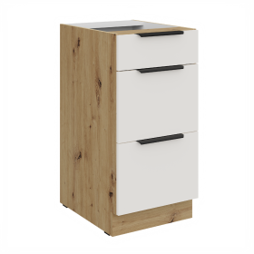 Spodní skříňka Aria 40 D 3S BB - Premium Box Barva korpusu: Dub artisan, Barva dvířek: WH - Crystal white AFM
